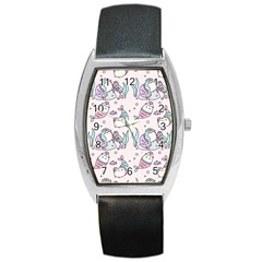 Cartoon Cat Cute Animal Design Drawing Illustration Kawaii Barrel Style Metal Watch by Grandong