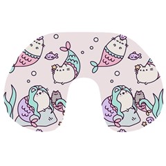 Cartoon Cat Cute Animal Design Drawing Illustration Kawaii Travel Neck Pillow by Grandong