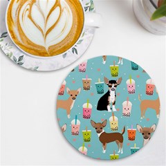 Chihuahua Bubble Kawaii Boba Tea Cute Dog Uv Print Round Tile Coaster by Grandong