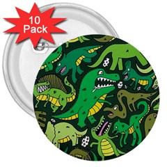 Dino Kawaii 3  Buttons (10 Pack)  by Grandong