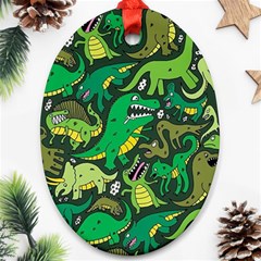 Dino Kawaii Oval Ornament (two Sides) by Grandong