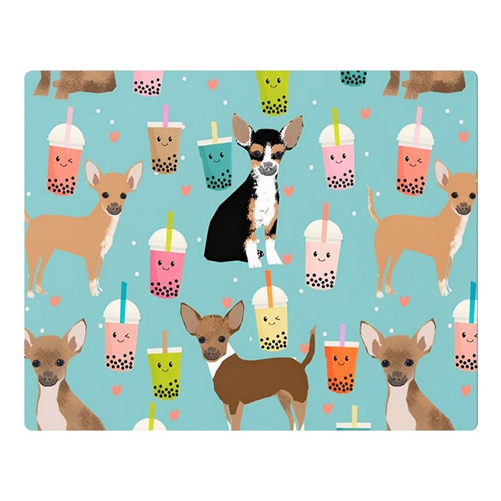 Chihuahua Bubble Kawaii Boba Tea Cute Dog Premium Plush Fleece Blanket (Large)