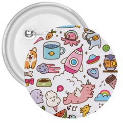 Set-kawaii-doodles -- 3  Buttons by Grandong