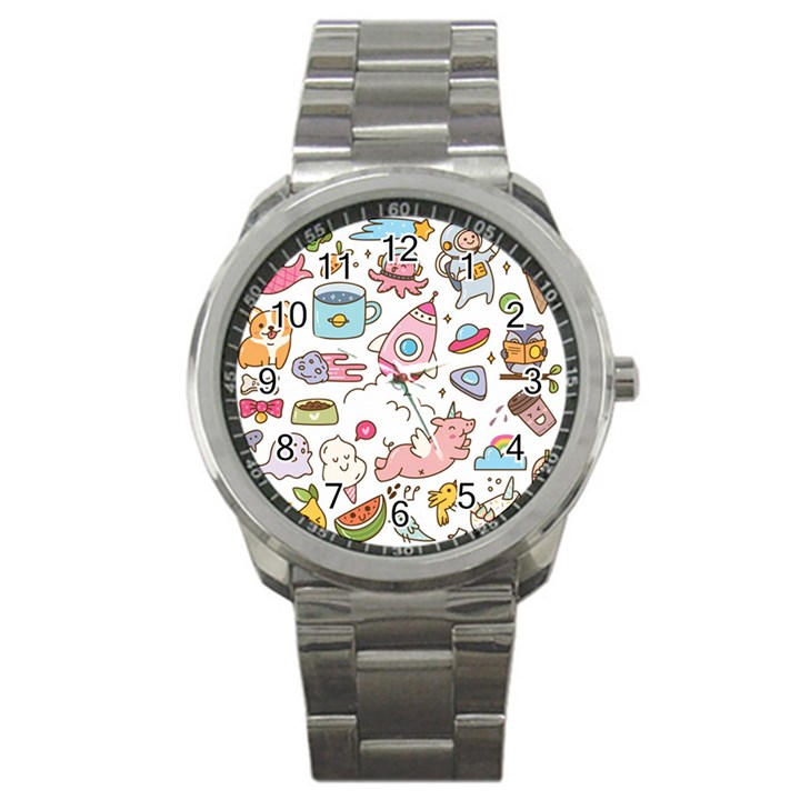 Set-kawaii-doodles -- Sport Metal Watch