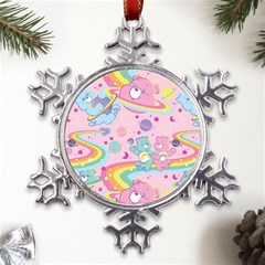 Bears Kawaii Pattern Metal Large Snowflake Ornament by Grandong