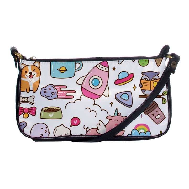 Set-kawaii-doodles -- Shoulder Clutch Bag