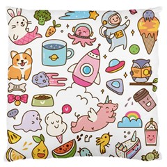 Set-kawaii-doodles -- Standard Premium Plush Fleece Cushion Case (one Side) by Grandong