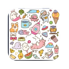 Set-kawaii-doodles -- Square Metal Box (black) by Grandong