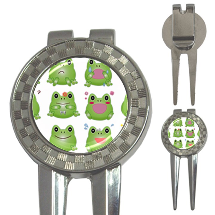 Kawaii-frog-rainy-season-japanese 3-in-1 Golf Divots