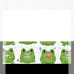 Kawaii-frog-rainy-season-japanese Rectangular Jigsaw Puzzl by Grandong