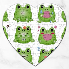 Kawaii-frog-rainy-season-japanese Jigsaw Puzzle (heart) by Grandong