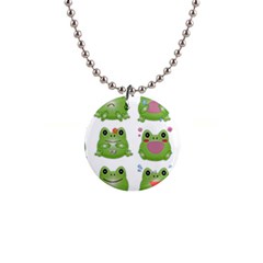 Kawaii-frog-rainy-season-japanese 1  Button Necklace by Grandong