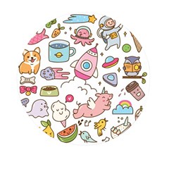 Set-kawaii-doodles -- Mini Round Pill Box by Grandong