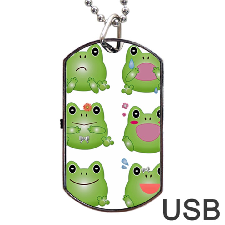 Kawaii-frog-rainy-season-japanese Dog Tag USB Flash (One Side)