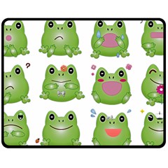 Kawaii-frog-rainy-season-japanese Two Sides Fleece Blanket (medium) by Grandong