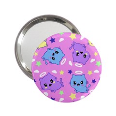 Seamless Pattern With Cute Kawaii Kittens 2 25  Handbag Mirrors by Grandong