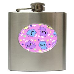 Seamless Pattern With Cute Kawaii Kittens Hip Flask (6 Oz) by Grandong