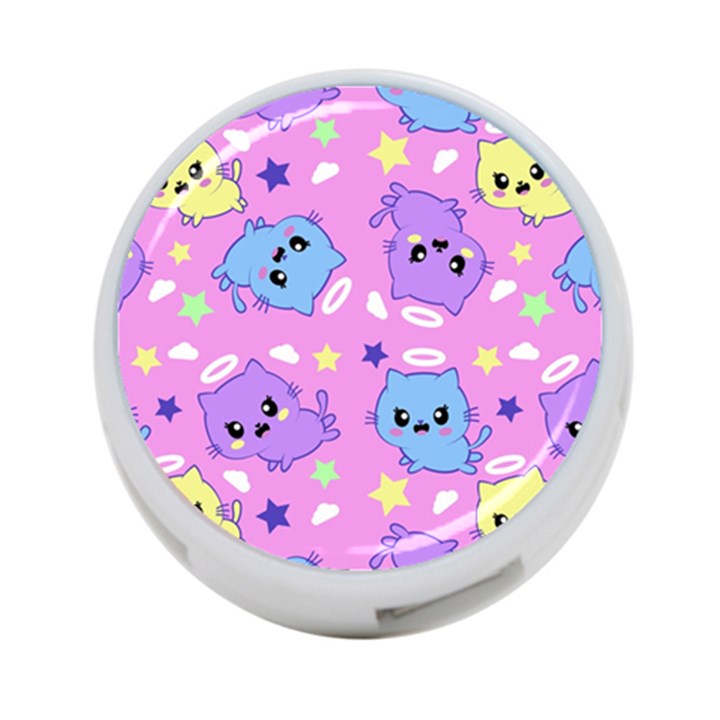 Seamless Pattern With Cute Kawaii Kittens 4-Port USB Hub (Two Sides)