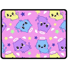 Seamless Pattern With Cute Kawaii Kittens Fleece Blanket (large) by Grandong