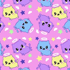 Seamless Pattern With Cute Kawaii Kittens Play Mat (square) by Grandong