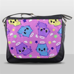 Seamless Pattern With Cute Kawaii Kittens Messenger Bag by Grandong