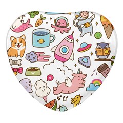 Set-kawaii-doodles -- Heart Glass Fridge Magnet (4 Pack) by Grandong