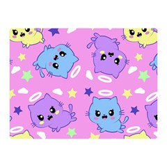 Seamless Pattern With Cute Kawaii Kittens Two Sides Premium Plush Fleece Blanket (mini) by Grandong