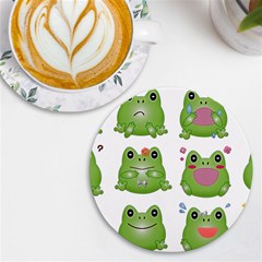 Kawaii-frog-rainy-season-japanese Uv Print Round Tile Coaster by Grandong