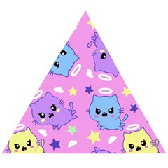 Seamless Pattern With Cute Kawaii Kittens Wooden Puzzle Triangle by Grandong