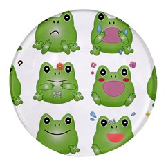 Kawaii-frog-rainy-season-japanese Round Glass Fridge Magnet (4 Pack) by Grandong