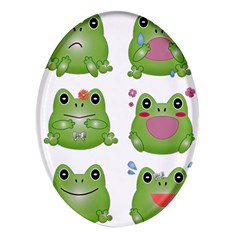 Kawaii-frog-rainy-season-japanese Oval Glass Fridge Magnet (4 Pack) by Grandong