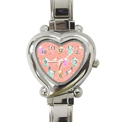 Cute Kawaii Kittens Seamless Pattern Heart Italian Charm Watch by Grandong