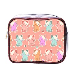 Cute Kawaii Kittens Seamless Pattern Mini Toiletries Bag (one Side) by Grandong