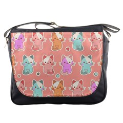 Cute Kawaii Kittens Seamless Pattern Messenger Bag by Grandong