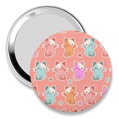 Cute Kawaii Kittens Seamless Pattern 3  Handbag Mirrors by Grandong