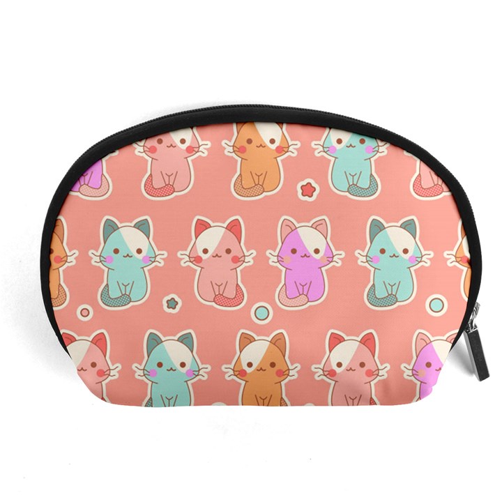 Cute Kawaii Kittens Seamless Pattern Accessory Pouch (Large)