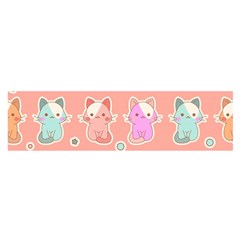 Cute Kawaii Kittens Seamless Pattern Oblong Satin Scarf (16  X 60 ) by Grandong