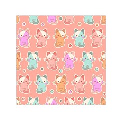 Cute Kawaii Kittens Seamless Pattern Square Satin Scarf (30  X 30 ) by Grandong