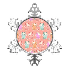 Cute Kawaii Kittens Seamless Pattern Metal Small Snowflake Ornament by Grandong