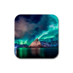 Amazing Aurora Borealis Colors Rubber Square Coaster (4 Pack) by Grandong