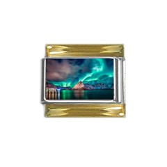 Amazing Aurora Borealis Colors Gold Trim Italian Charm (9mm) by Grandong