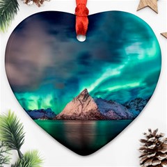 Amazing Aurora Borealis Colors Heart Ornament (two Sides) by Grandong