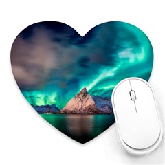 Amazing Aurora Borealis Colors Heart Mousepad by Grandong