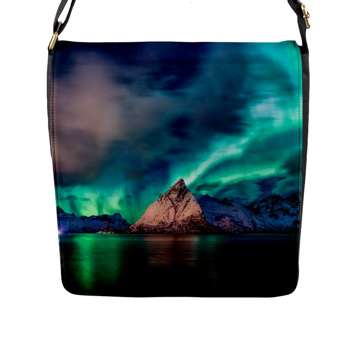 Amazing Aurora Borealis Colors Flap Closure Messenger Bag (L)