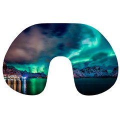 Amazing Aurora Borealis Colors Travel Neck Pillow by Grandong