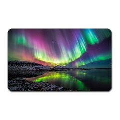 Aurora Borealis Polar Northern Lights Natural Phenomenon North Night Mountains Magnet (rectangular) by Grandong