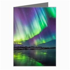 Aurora Borealis Polar Northern Lights Natural Phenomenon North Night Mountains Greeting Card by Grandong