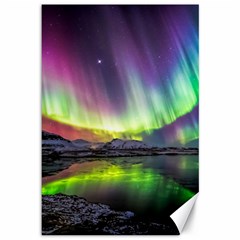 Aurora Borealis Polar Northern Lights Natural Phenomenon North Night Mountains Canvas 12  X 18  by Grandong