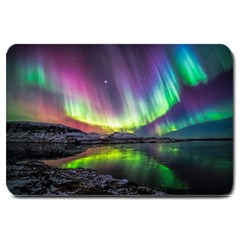 Aurora Borealis Polar Northern Lights Natural Phenomenon North Night Mountains Large Doormat by Grandong