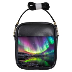 Aurora Borealis Polar Northern Lights Natural Phenomenon North Night Mountains Girls Sling Bag by Grandong